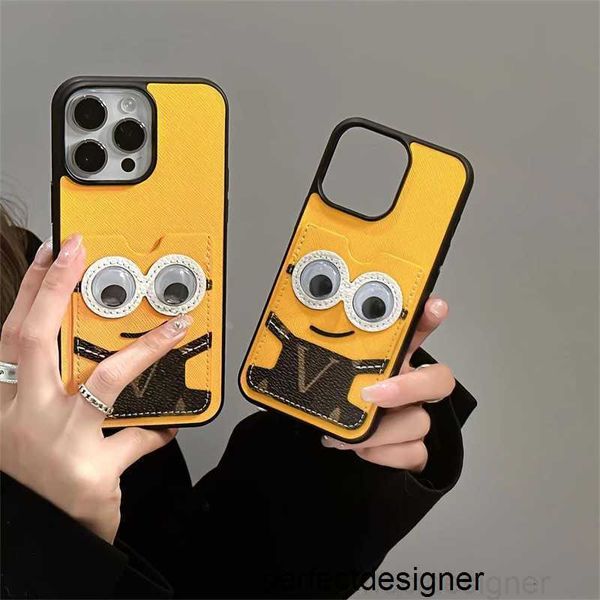 Designer Designer Capas de telefone de couro para iPhone 13 14 Pro Max Designers Cartoon Print Capa Luxo Mobile Shell Satchel L Protection Case Coverage3YY2