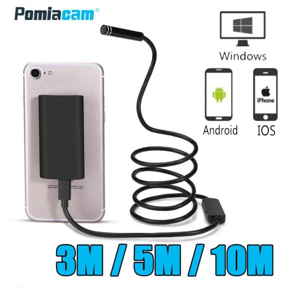 Wi -Fi 3M 8LEDS Endoscope 8mm 720p HD Wi -Fi Camera 3M Hard Wire Endoscope Водонепроницаемая камера Android IOS -бороскоп камера