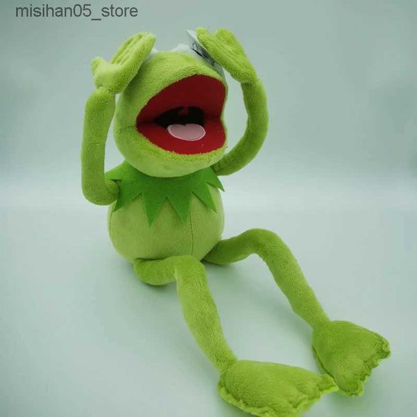 Plüschpuppen Kostenlose Lieferung von 45 cm Cartoon-Marionette Kermit Frosch Plüschtier Weiche Jungenpuppe Kindergeburtstagsgeschenk Q240322