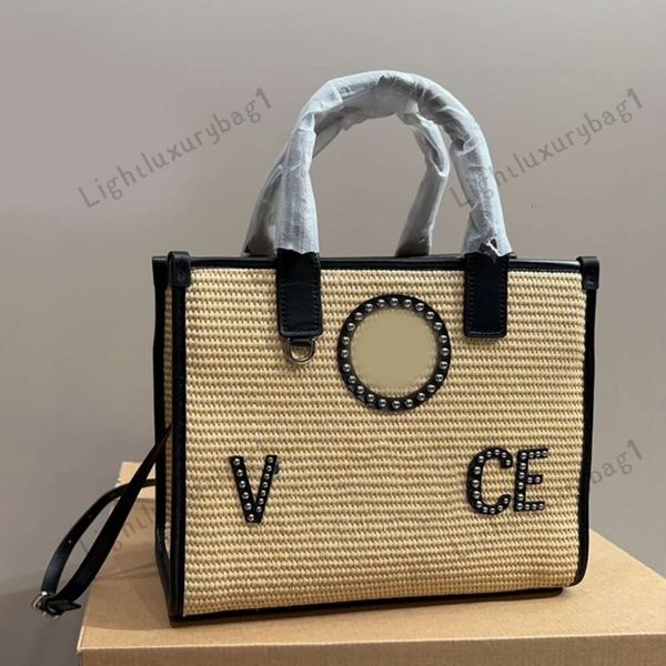 Nuovo designer The Gorgon Straw Tote Borsa a tracolla a tracolla intrecciata estiva di grande capacità Testa di bellezza Borsa a tracolla classica da donna Borsa da spiaggia di lusso classica 240322