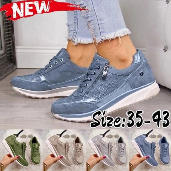 Scarpe casual Scarpe da ginnastica da donna con tacco interno con zeppa interna britannica Vulcanizzata a dondolo Sport con lacci selvaggi