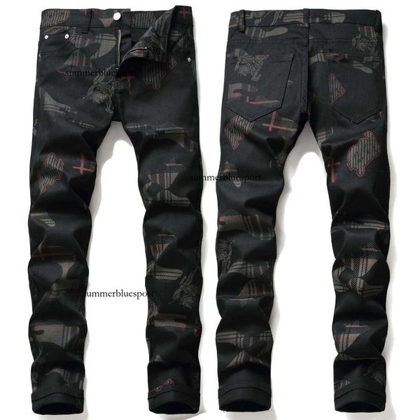 2021 herbst Mode Design Gedruckt Schwarz Elastische Jeans für Männer der High-End-Marke Personalisierte Casual Trendy Hosen