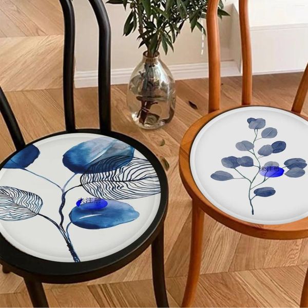 Yastık mavi botanik baskılar modern minimalist tarzı koltuk ofis yemek taburesi ped sünger kanepe mat kaymaz