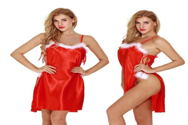 Mulheres roupa interior sutiãs conjunto sleepwear lingerie para erótico sexy natal vermelho oco vestido sexo noite tanga camisola bielizna erotycz6805058