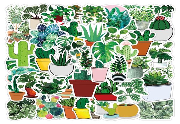 50 pçs dos desenhos animados planta folhas cactus adesivos bonitos para garrafa de água decalques notebook portátil caso do telefone kawaii diy crianças brinquedos bebê scrap4531527