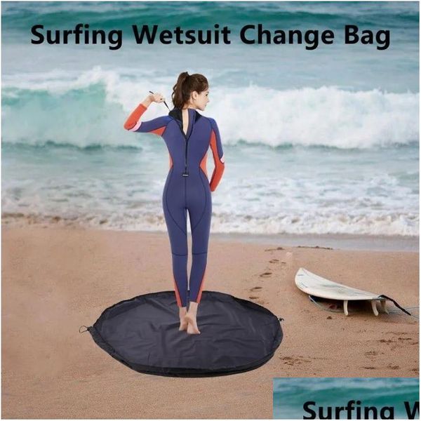 Accessori da spiaggia 50/90 / 130Cm Muta da sub Quick Dry Tappetino per il cambio del surf con chiusura a cordoncino per surfisti Muta impermeabile Drop Deli Otyw8