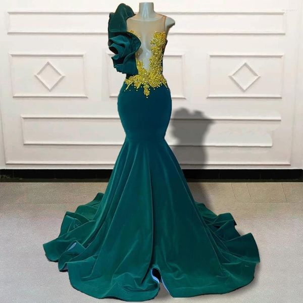 Бальные платья, зеленое бархатное платье русалки с бисером, длинное выпускное платье 2024 для черных девочек, выпускное прозрачное сетчатое женское вечернее платье на заказ