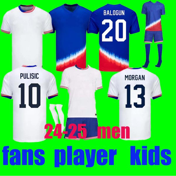 24 25 PULISIC MCKENNIE Maglia da calcio casa lontano MORGAN LLOYD PRESS WOOD 2024 2025 Maglia da calcio America Stati Uniti Camisetas USA USMNT PLAYER Uomo Kit bambino