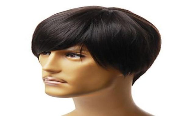 100 peruca de CABELO humano homem peruca estilo masculino moda estilo curto máquina feita peruca RJ01392156202