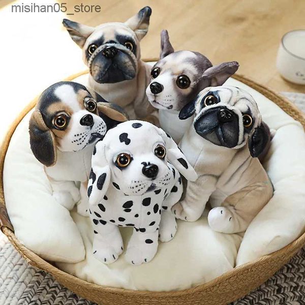 Bambole di peluche 20 cm peluche simulazione riempimento cane Kawai bulldog dalmata peluche cane da caccia simpatico cane da compagnia simpatico giocattolo di riempimento regalo di compleanno per bambini Q240322