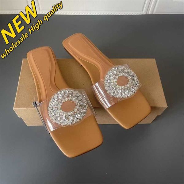 Negozio economico Sconto del 90% all'ingrosso Diamond Za PVC trasparente Estate nuove scarpe da donna con sandali piatti in cristallo stile fata Acqua che indossa pantofole pigre Alta qualità