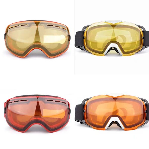 Brille Skibrille Nachtsicht Für Männer Frauen Linse Doppelschicht Verstärktes PC Blendschutz Antifog Abnehmbare Austauschbare Skibrillen Set