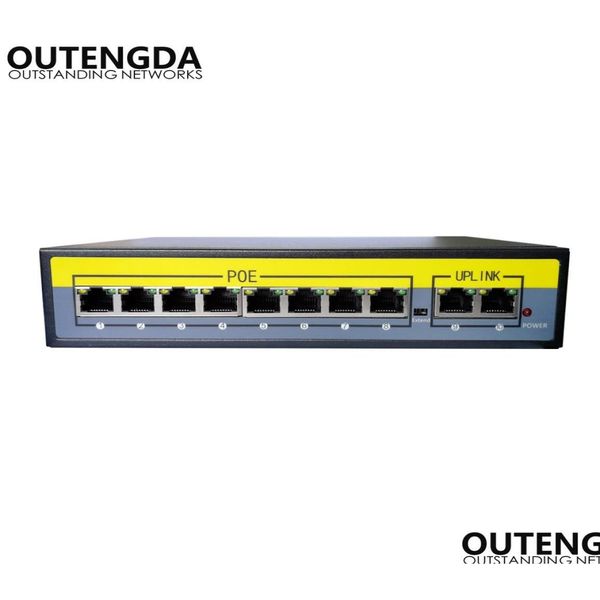 Switches de rede 28 portas 100Mbps Poe Switch Adaptador Power Over Ethernet Ieee 8023Afat para câmeras Ap Voip Builtin 120W Injector398917 Ot0Fl