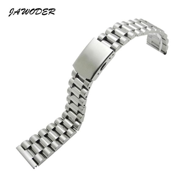 Jawoder pulseira de relógio 16 18 20 22mm puro sólido aço inoxidável polimento escovado pulseira de relógio implantação fivela pulseiras283g