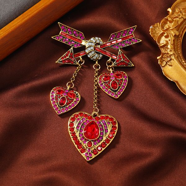Vintage designer brooch Cupid heart Inlay Crystal Rhinestone Jewelry brooches Charm Women Men Brooch Christmas Party_voghion.com