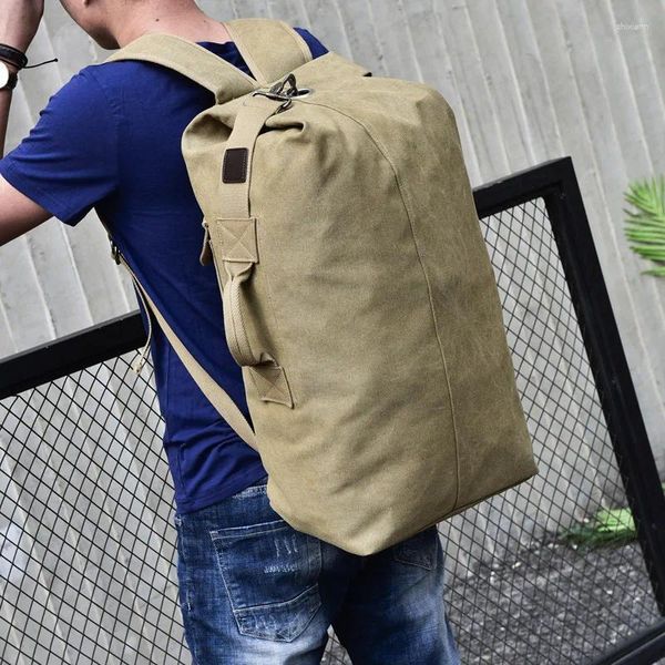 Rucksack Mode Herren große Kapazitätsreisen auf Leinwand Outdoor Camping Sporttasche Handtaschenschule Mochila