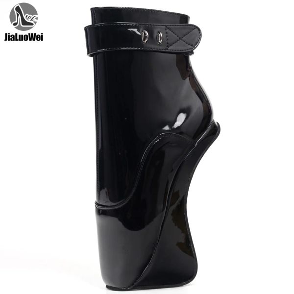 Stiefel 7 Zoll High Heel Unisex Fetisch Keil Huf Heelles Knöchel High Schnürschloss Ballettstiefel Größe 3646