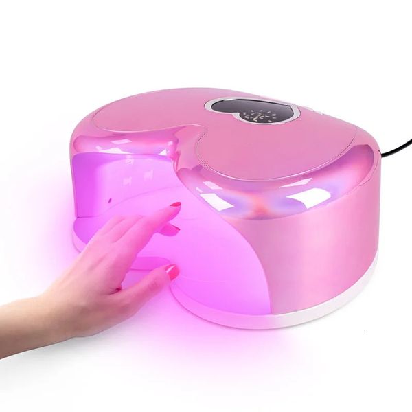 Bonito coração forma de secagem rápida manicure pedicure máquina peso leve 96w híbrido pro cura uv led lâmpada do prego 240318