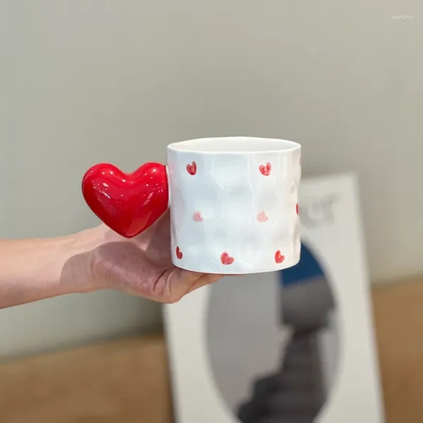 Tassen 400 ml handbemalte Unterglasurkeramik Haushalt Liebe Griff Frühstück Milch Haferflocken Tassen süße Kaffeetasse Geschenke