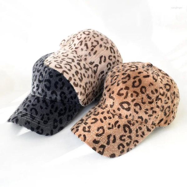 Bonés de bola outono moda feminina leopardo impressão boné de beisebol ao ar livre