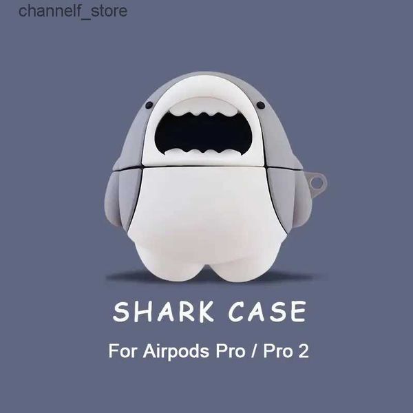 Accessori per auricolari Custodia per auricolare in silicone 3D carino per AirPods Pro Cartoon Shark Custodia per auricolare Bluetooth senza fili per AirPods Pro 2Y240322