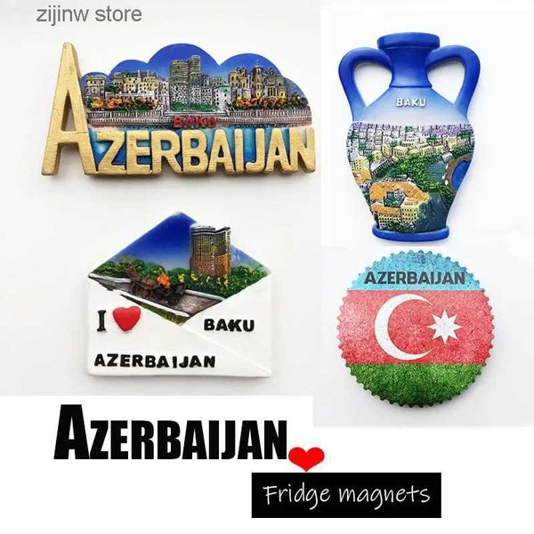 Buzdolabı mıknatısları Azerbaycan Buzdolabı Mıknatıslar Turist Hadi Sender Baku 3D Reçine Mıknatıslar Refansörler Koleksiyonu Seyahat Hediyesi Ev Dekorasyonu Y240322