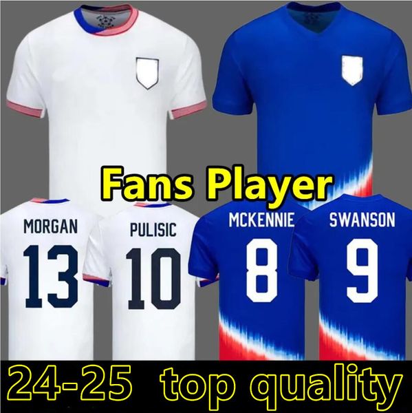 2024 Pulisic McKennie Futbol Formaları Morgan Reyna Aaronson Swanson Adams Lloyd 24 25 Amerika Birleşik Devletleri ABD Jersey Futbol Gömlek Hayranları Oyuncu Jersey 888888