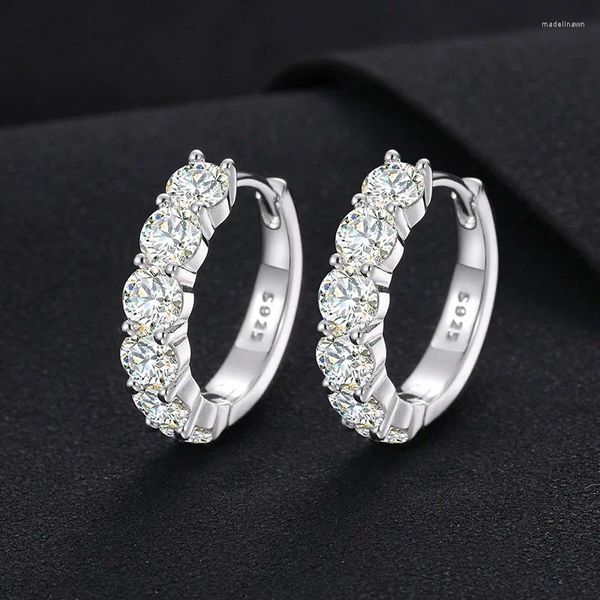 Brincos de garanhão S925 prata esterlina 2-4mm D cor Moissanite Hoop para mulheres finas geladas diamante huggie branco banhado a ouro