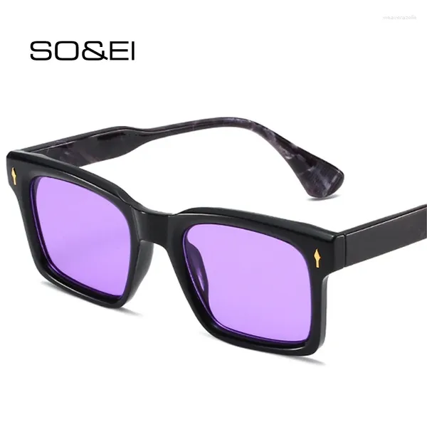 Óculos de sol Moda Rebites Quadrados Homens Doces Cor Tons UV400 Tendências Mulheres Clear Lens Frame