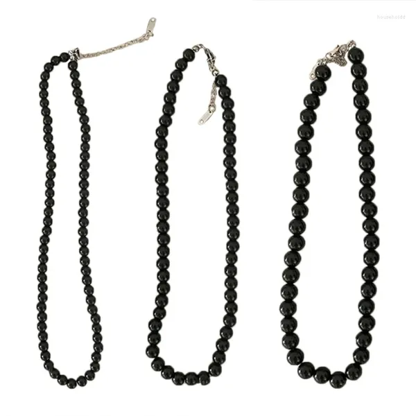 Catene La collana di perle nere può essere impilata o utilizzata da sola. Collane di perle lunghe per le donne. Catena di maglioni regalo con gioielli della Boemia