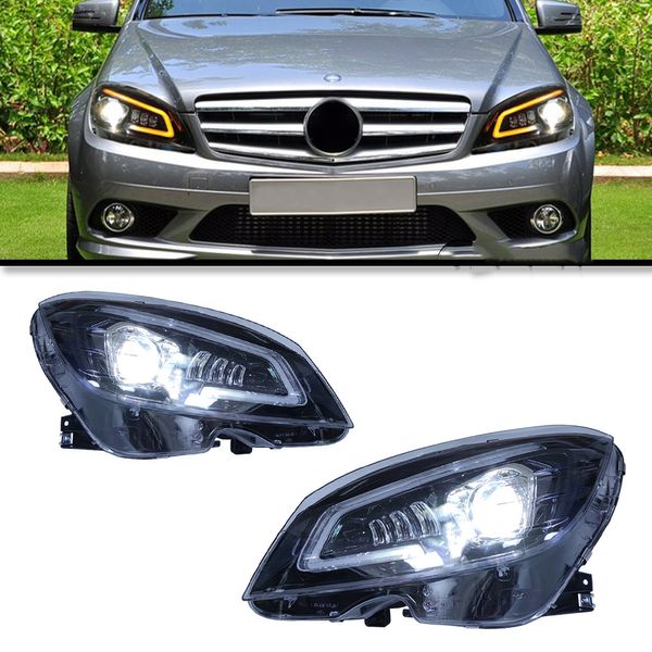 Para benz w204 faróis 2007-2010 c classe led lâmpadas de carro luzes diurnas sinais de volta dinâmicos acessórios do carro