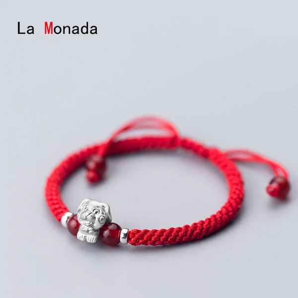 La Monada S из чистого серебра 999 пробы, китайский знак зодиака, красная веревка, женские браслеты, нить для ручной строки, 240315