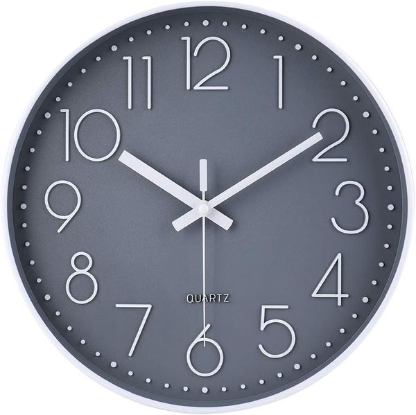 Настенные часы 12 дюймов, бесшумные, круглые настенные часы с батарейным питанием, современный простой стиль, декоративные часы для дома