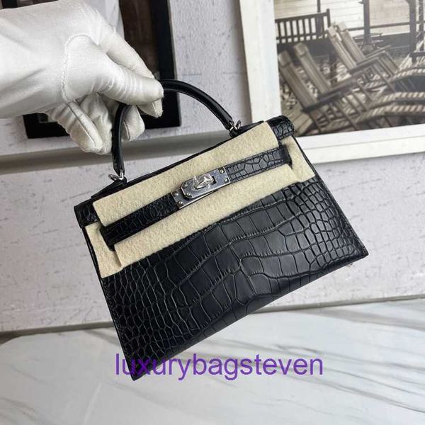 Hremms Kelyys Высококачественная пылезащитная сумка дизайнерская сумка на плечо из крокодиловой кожи Mini Generation Маленькая черная матовая сумка ручной работы с настоящим логотипом
