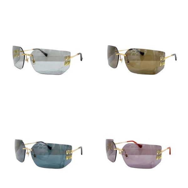 Yüksek kaliteli tasarımcı güneş gözlüğü erkekler mui mui mui vintage rimless güneş gözlükleri büyük boy UV koruma yaz gözlük moda plaj aksesuarları ga0118 b4