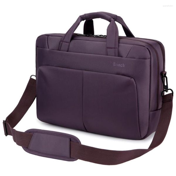 Borsa per laptop da 17,3 pollici in nylon impermeabile spaziosa ed elegante borsa a tracolla con manico per tablet viola