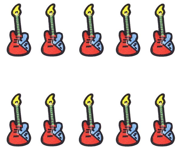 10 Stück Gitarren-gestickte Patches für Kleidung, Taschen, zum Aufbügeln, Transfer-Applikations-Patch für Kinder, Jeans, Mützen, DIY, zum Aufnähen, Stickerei, Stic5509361