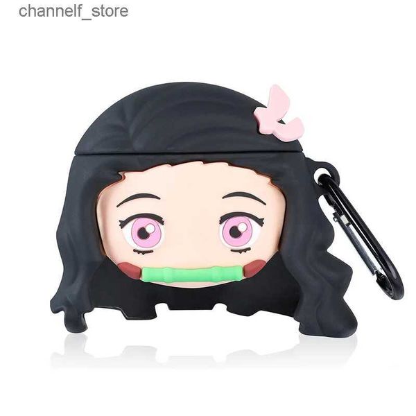 Kopfhörerzubehör 3D Niedlicher Cartoon Kamado Nezuko Kopfhörerhülle für Airpods Pro Janpe Anime Silikon Soft Cover für Airpods Pro LadeboxY240322