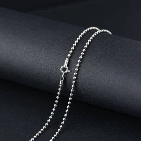 Ожерелья, ожерелье для женщин, круглые шариковые цепочки, серебро 925, ювелирные изделия, цепочка из стерлингового серебра 2,0 мм, бусины в винтажном стиле, ювелирные изделия ручной работы, оптовая продажа
