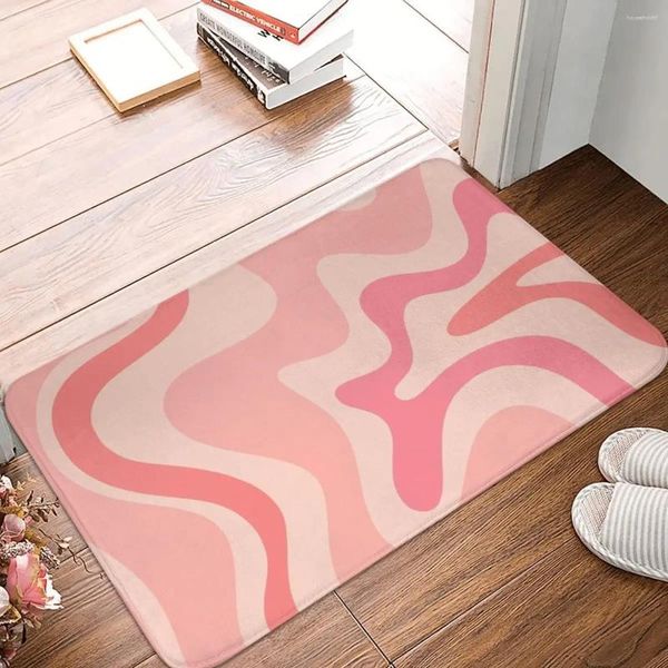 Tappeti Modello Swirl Bagno Tappeto antiscivolo Liquido Retro Morbido Blush Rosa Tappetino per camera da letto Porta d'ingresso Zerbino Decorazione del pavimento Tappeto