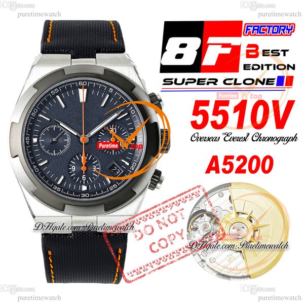 Overseas Everest 5510V Automatik-Chronograph Herrenuhr Limited 8F Keramiklünette Schwarzes Zifferblatt Nylonarmband Super Edition Puretime Reloj Hombre Montre Hommes PTVC