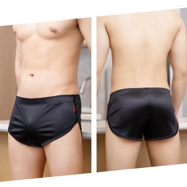 Underpants homens esportes roupa interior masculino solto respirável homewear shorts confortáveis ​​mid-rise calcinha de seda para juventude casual dormir