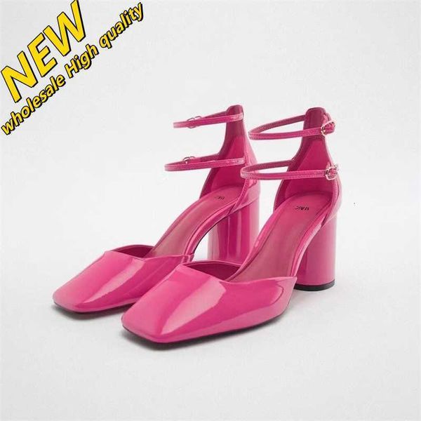 Cheap Store 90 % Rabatt auf Großhandel Spanien Herbst Za Neue Damenschuhe Modische High Heels Lack Leder Stirnband Dicker Absatz 2024 Schnalle Sexy Sandalen