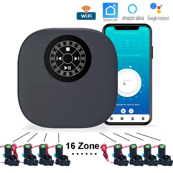 Timer 16 zone WIFI Controller per irrigazione da giardino intelligente Timer per irrigazione Elettrovalvola per irrigazione a 16 vie Sistema di gocciolamento programmabile