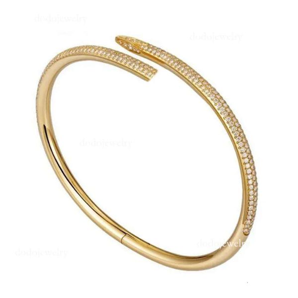 Bracciale rigido con ciondolo per unghie, catena in acciaio inossidabile placcato oro per le donne, matrimonio, festa della mamma, gioielli firmati con scatola