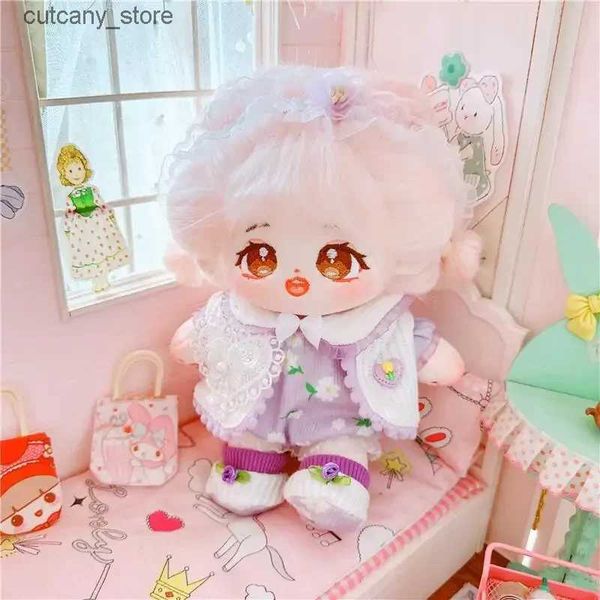 Animais de pelúcia de pelúcia 20cmalgodão bebê verão roupas de menina ídolo estrela boneca bonito pelúcia personalização figura brinquedos boneca plushies brinquedos fãs colctio l240322