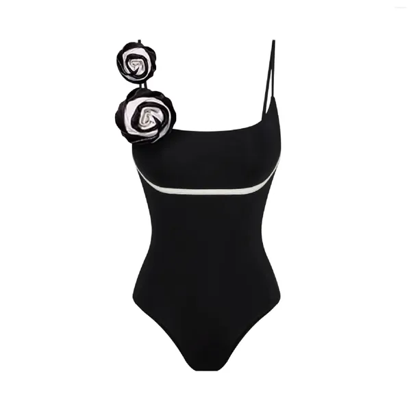 Damenbadebekleidung Sexy Blume Schwarz Weiß Push Up Bikini 2024 Frauen Bügel Badeanzug High Cut Badeanzug Falten Bikinis Set