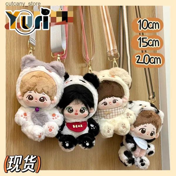 Animais de pelúcia yuri original artesanal panda gato cão vaca conjunto roupas terno para 10cm 15cm 20cm boneca brinquedo cosplay criança presente c mi l240322