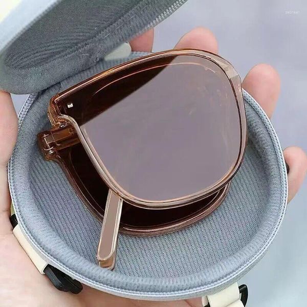 Óculos de sol portátil dobrável quadrado unisex grande quadro óculos de sol ao ar livre na moda marca designer proteção uv óculos