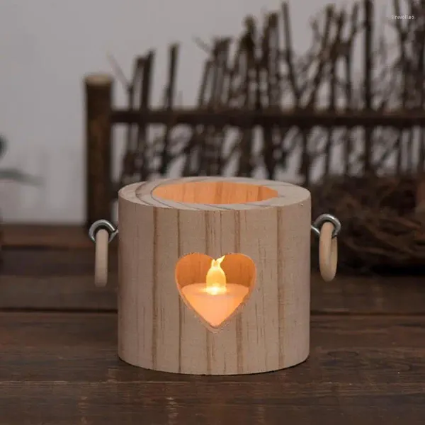 Castiçais de madeira luzes titular castiçal de madeira suculenta planta pote bandeja mesa peça central chá luz ornamentos
